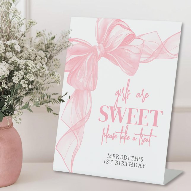Pink Bow Girls Sweets Bar Schild (Pink Bow Girls Sweets Bar Sign)