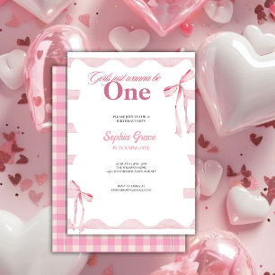 Pink Bow Girls Wollte nur, ein 1. Geburtstag zu se Einladung