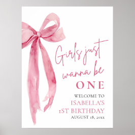 Pink Bow Girls Wollte nur, ein 1. Geburtstag zu se Poster