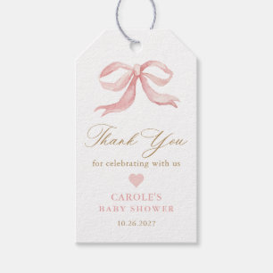 Pink Bow Gold Girl Baby Dusche Gefallen Geschenkanhänger