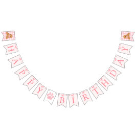 Pink Bow Golden Doodle Birthday Banner Flags