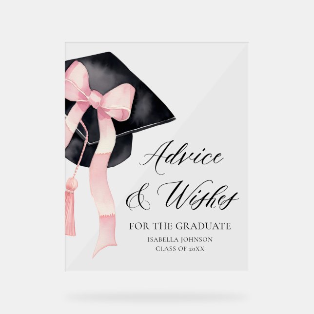 Pink Bow Grad Party Graduation Conseils et souhait (Recto)