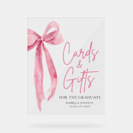 Pink Bow Graduate Party Graduate Cards and Gifts Acrylschild