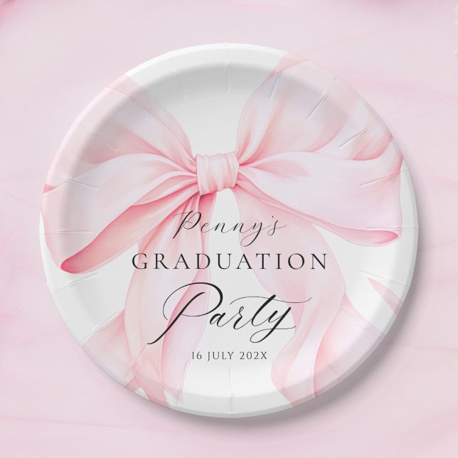 Pink Bow Graduation  Pappteller (Von Creator hochgeladen)