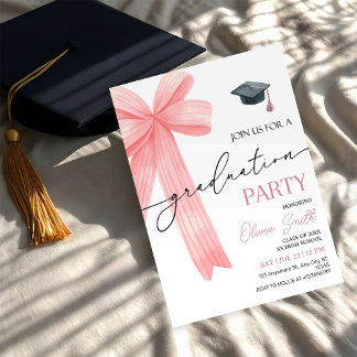 Pink Bow Graduation Party Einladung