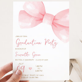 Pink Bow Graduation Party Einladung