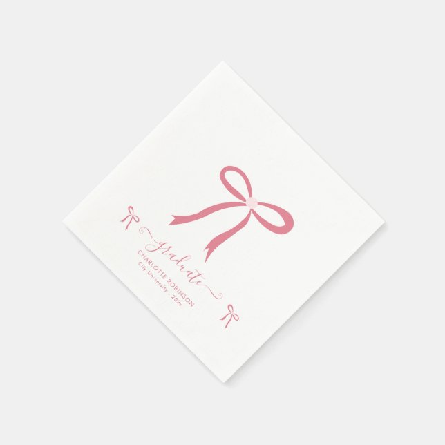 Pink Bow Graduation Party Serviette (Ecke)