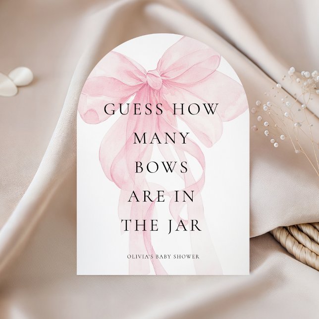 Pink Bow Guess How Many Game Baby Shower card Einladung (Von Creator hochgeladen)