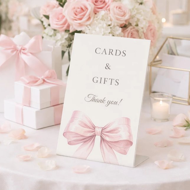 Pink bow ivory cards gifts sign sockelschild (Von Creator hochgeladen)