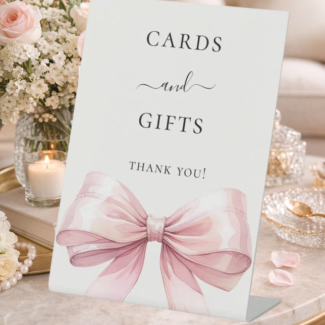 Pink bow ivory cards gifts sign sockelschild (Von Creator hochgeladen)