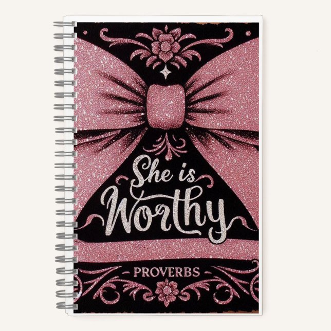 Pink Bow Journal Proverbes, Elle est digne (Recto)