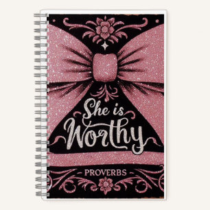 Pink Bow Journal Sprichwörter, sie ist es wert Notizbuch