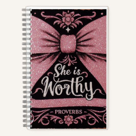 Pink Bow Journal Sprichwörter, sie ist es wert Notizbuch