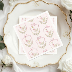 Pink Bow Kleine Gänse Blumendusche Wappen Babydusc Serviette