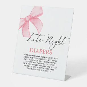 Pink bow Late Night Diaper Baby Duschgame Sockelschild