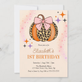 Pink Bow Leopard Pumpkin Girl Halloween Geburtstag Einladung