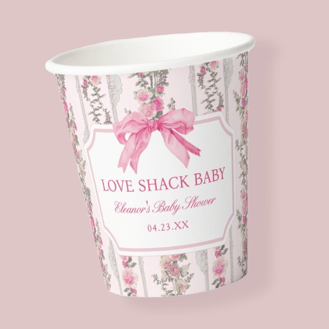 Pink Bow Liebe Shack Baby Duschfavoriten Pappbecher (Von Creator hochgeladen)