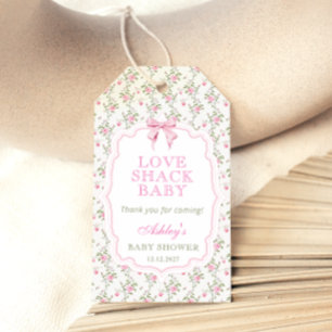 Pink Bow Liebe Shack Babydusche Danke, Geschenk-Ta Geschenkanhänger