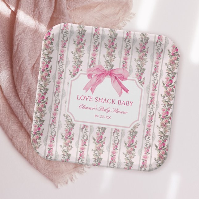 Pink Bow Liebe Shack Babydusche Pappteller (Von Creator hochgeladen)