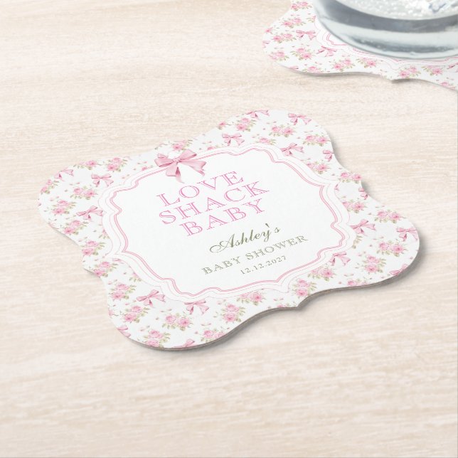 Pink Bow Liebe Shack Girl Babydusche Untersetzer (angewinkelt)