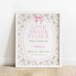 Pink Bow Liebe Shack Verlobte Brautparty Willkomme Poster<br><div class="desc">Das Pink Bow Liebe Shack Verlobte Brautparty Welcome Poster verbindet Vintagen Charme mit moderner Eleganz und fasziniert die Herzen mit seiner zeitlosen Anziehungskraft. Mit seinem Shabby Chic ästhetische und zarte rosa Bögen, Set die Bühne für eine Feier voller Romantik und Launen, die Bilder von Liebe erwecken, die inmitten der rustikalen...</div>