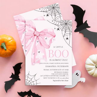 Pink Bow Little Boo Ghost Baby Dusche Einladung