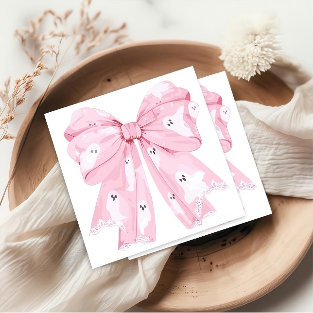 Pink Bow Little Boo Ghost Halloween Napkin Serviette (Von Creator hochgeladen)
