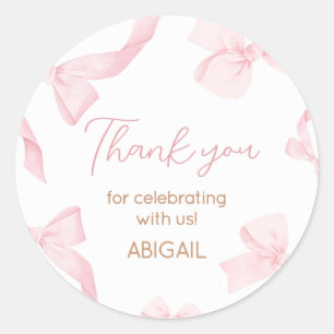 Pink Bow Little Miss Foto Geburtstagsparty Runder Aufkleber