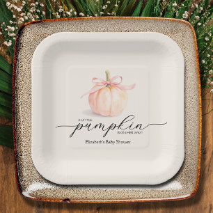 Pink Bow Little Pumpkin Baby Dusche Pappteller