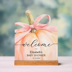 Pink Bow Little Pumpkin Baby Dusche Willkommen Acrylschild