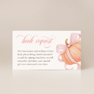 Pink Bow Little Pumpkin Baby Showbücher für Baby Begleitkarte