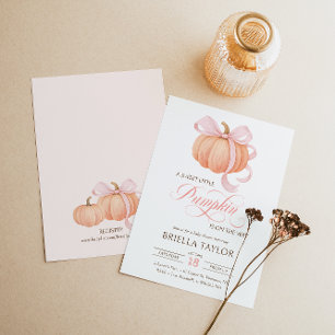 Pink Bow Little Pumpkin Elegant Baby Dusche Einladung