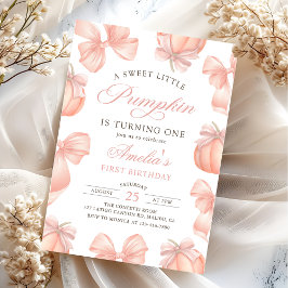 Pink Bow Little Pumpkin Geburtstag Einladung