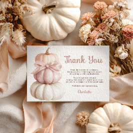 Pink Bow Little Pumpkin Girl Babydusche Dankeskarte