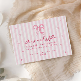 Pink Bow Little Sweetheart Diaper Raffle Card Begleitkarte