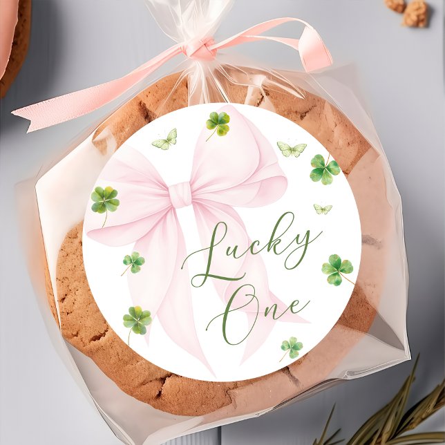 Pink Bow Lucky One 1st Birthday Sticker (Von Creator hochgeladen)