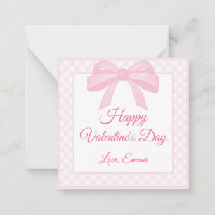 Pink Bow Mini Valentine Tageskarten Mitteilungskarte