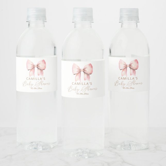 Pink Bow Minimalistisch Girl Baby Dusche (Flaschen)
