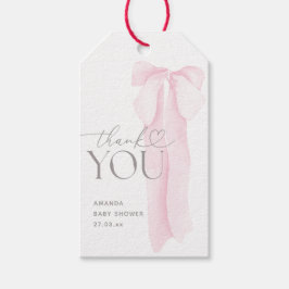 Pink Bow Minimalistisch Girl Baby Dusche Geschenkanhänger