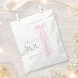 Pink Bow Minimalistisch Girl Baby Dusche Geschenktütchen