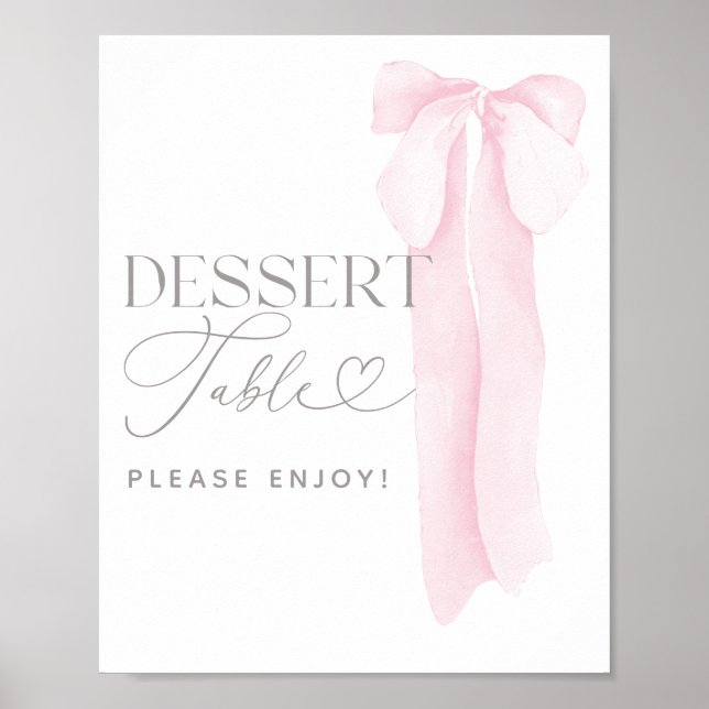 Pink Bow Minimalistisch Girl Baby Dusche Nachtisch Poster (Vorne)