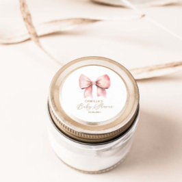 Pink Bow Minimalistisch Girl Baby Dusche Runder Aufkleber
