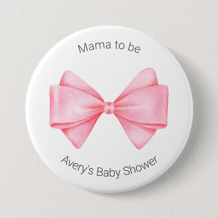Pink Bow Modern Girl Baby Dusche Button