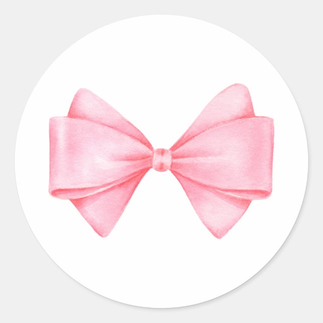 Pink Bow Modern Girl Baby Dusche Runder Aufkleber (Vorderseite)