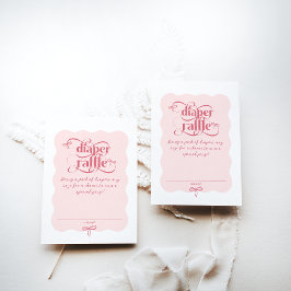 Pink Bow Modern Minimal Wavy Baby Dusche Windel Di Begleitkarte