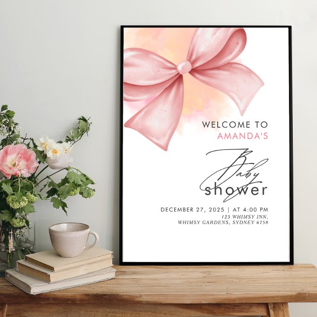 Pink Bow Moderne Babydusche Poster (Von Creator hochgeladen)