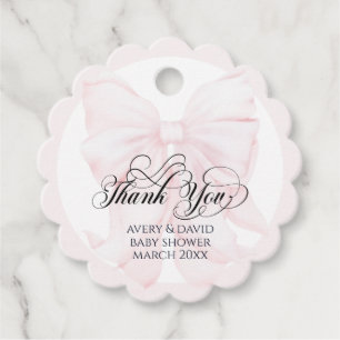 Pink Bow Moderne Elegante Girl Baby Dusche Geschenkanhänger