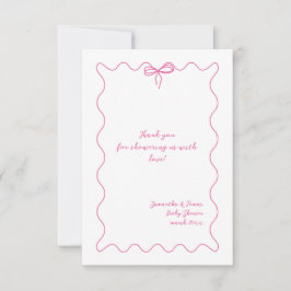 Pink Bow Moderne Minimalistisch Girl Baby Dusche Dankeskarte