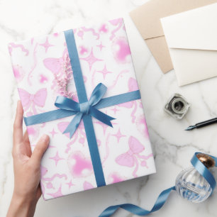 Pink Bow Muster Kawaii Herz und Ribbons Geschenkpapier