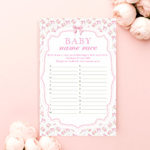 Pink Bow Name Race Girl Baby Showspiel